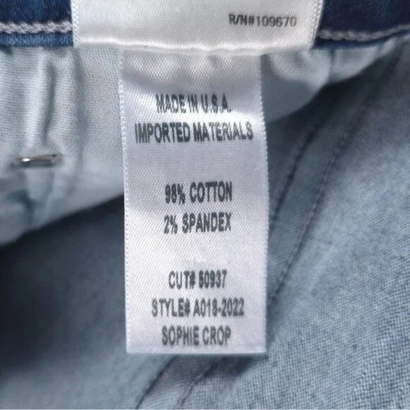 AGOLDE LOS ANGELES SOPHIE CROP Jeans Raw Hem‎ MADE IN USA 🇺🇸 A018-2022 Size 24